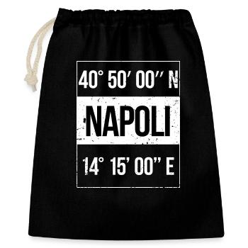 Coordonnées : Naples, Naples, Italie - Sac cadeau 40 x 50 cm - noir - Devant