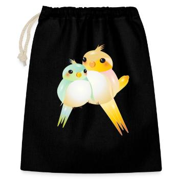Deux canaris arrondis de style kawaii - Sac cadeau 40 x 50 cm - noir - Devant