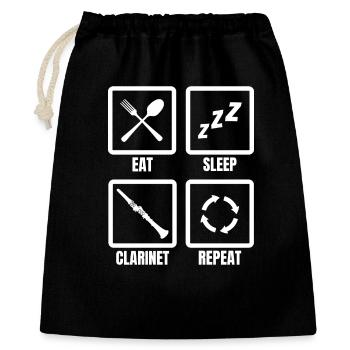 Eat Sleep Clarinet Repeat - Geschenkbeutel aus Baumwolle (40 x 50 cm) - Schwarz - Vorne