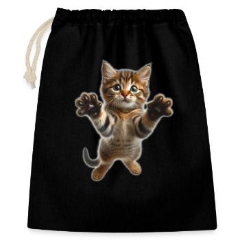 Cute jumping little cat - Gift Bag 40 x 50 cm - black - Front