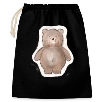 Dicker Bär - Geschenkbeutel aus Baumwolle (40 x 50 cm) - Schwarz - Vorne