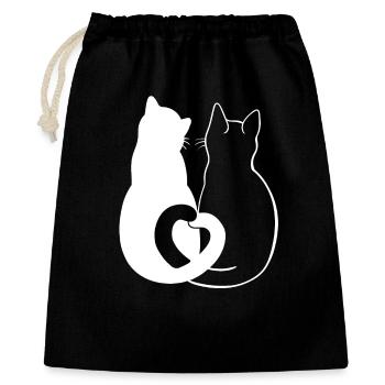 Liebevolle Katzen Silhouette Kunst - Geschenkbeutel aus Baumwolle (40 x 50 cm) - Schwarz - Vorne