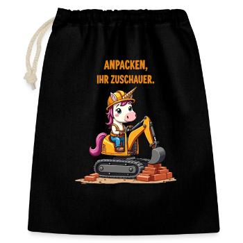 Maître excavatrice licorne - Sac cadeau 40 x 50 cm - noir - Devant