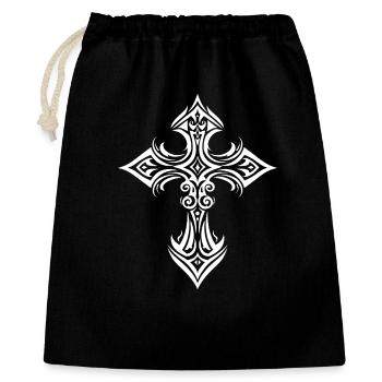 Keltisches Tribal Kreuz Tattoo - Geschenkbeutel aus Baumwolle (40 x 50 cm) - Schwarz - Vorne
