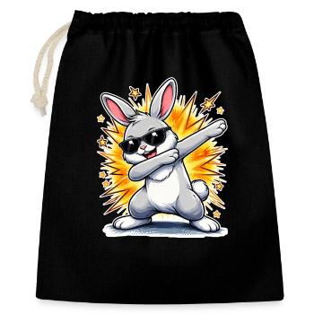 Dabbing Hase - Geschenkbeutel aus Baumwolle (40 x 50 cm) - Schwarz - Vorne