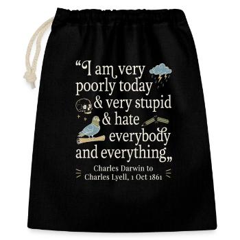 Charles Darwin Lustiges Zitat - Geschenkbeutel aus Baumwolle (40 x 50 cm) - Schwarz - Vorne