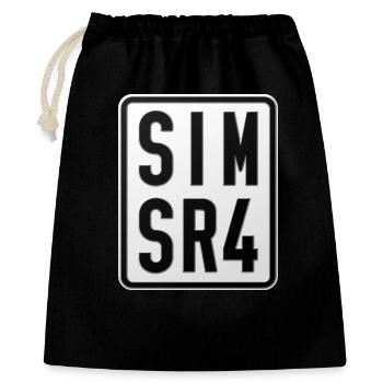 Simson SR4 Moped Kennzeichen - Geschenkbeutel aus Baumwolle (40 x 50 cm) - Schwarz - Vorne