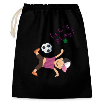 kleiner Junge mit Fußball - Geschenkbeutel aus Baumwolle (40 x 50 cm) - Schwarz - Vorne