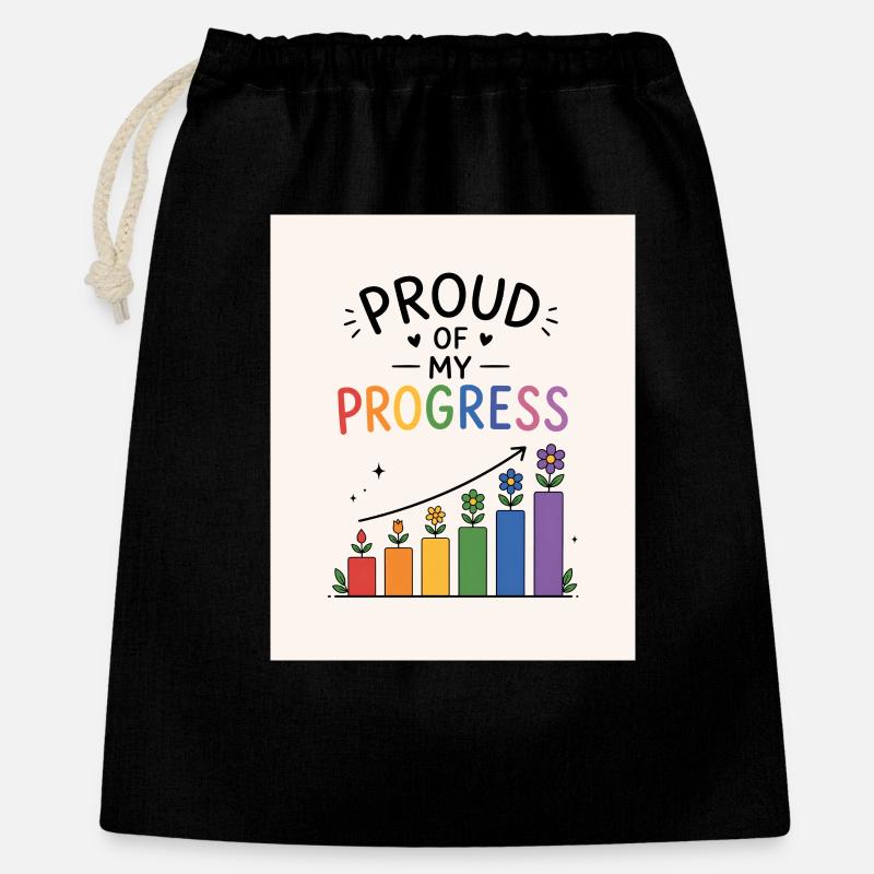 Fier de mes Progrès Colorés - Sac cadeau 40 x 50 cm - noir