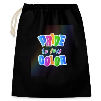 Stolz auf Regenbogenfarben - Geschenkbeutel aus Baumwolle (40 x 50 cm) - Schwarz - Vorne