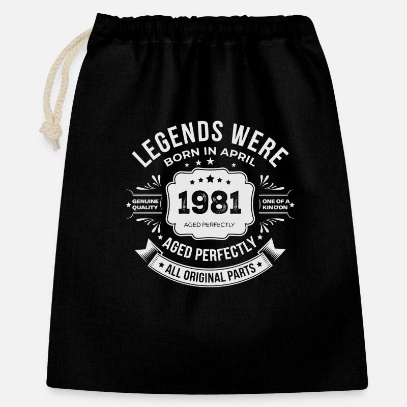 April 1981 Geburtstagsgeschenk - Geschenkbeutel aus Baumwolle (40 x 50 cm) - Schwarz