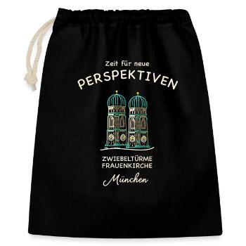 München Frauenkirche Zwillingstürme, Aussichtsturm - Geschenkbeutel aus Baumwolle (40 x 50 cm) - Schwarz - Vorne