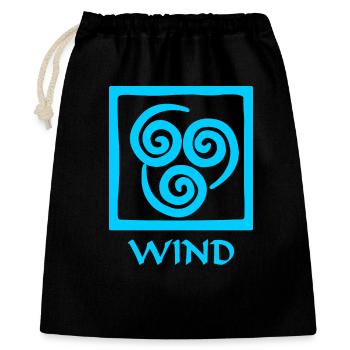 Symbole du texte bleu vent 'WIND' - Sac cadeau 40 x 50 cm - noir - Devant