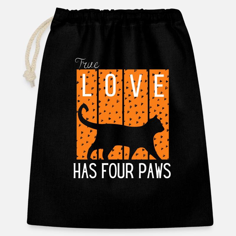 Love Has Four Paws Katzen-Silhouette - Geschenkbeutel aus Baumwolle (40 x 50 cm) - Schwarz