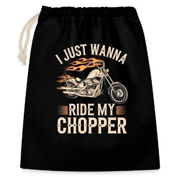 Flammender Chopper Motorrad - Geschenkbeutel aus Baumwolle (40 x 50 cm) - Schwarz - Vorne