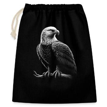 Stolzer Adler als cooles schwarz-weiß Porträt - Geschenkbeutel aus Baumwolle (40 x 50 cm) - Schwarz - Vorne