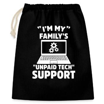 Je suis le support technique non rémunéré de ma famille Humour informatique drôle - Sac cadeau 40 x 50 cm - noir - Devant