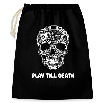 Play Till Death Schädel aus Controllern - Geschenkbeutel aus Baumwolle (40 x 50 cm) - Schwarz - Vorne