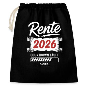 Rente 2026 Countdown läuft - Geschenkbeutel aus Baumwolle (40 x 50 cm) - Schwarz - Vorne