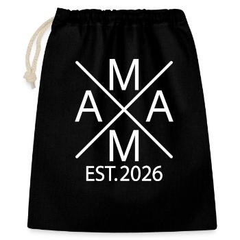 Mama 2026 stolze Mama Est. 2026 Muttertagsgeschenk - Geschenkbeutel aus Baumwolle (40 x 50 cm) - Schwarz - Vorne
