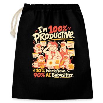 AI Babysitter Productive Chaos - Gift Bag 40 x 50 cm - black - Front