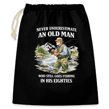 Humour Pêche Cadeau Grand-Père Vintage - Sac cadeau 40 x 50 cm - noir - Devant