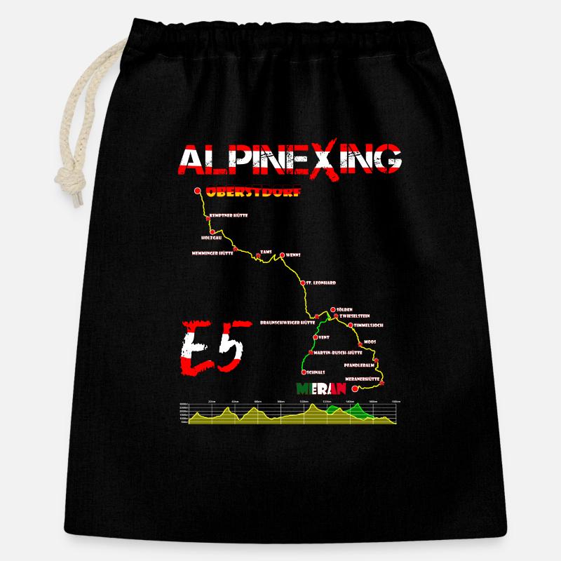 E5 Oberstdorf Merano - Sac cadeau 40 x 50 cm - noir