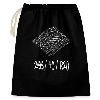 Autoreifen / Auto / Tuning / Motorsport / weiß - Geschenkbeutel aus Baumwolle (40 x 50 cm) - Schwarz - Vorne