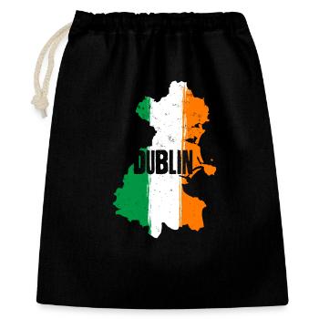 Dublin Irland County | Flagge Landkarte Kontur - Geschenkbeutel aus Baumwolle (40 x 50 cm) - Schwarz - Vorne