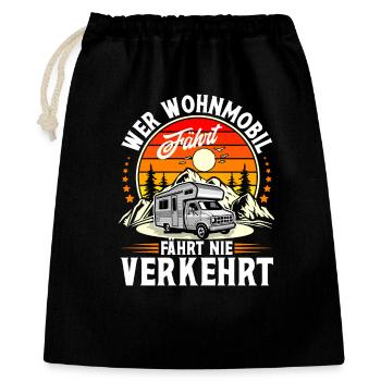 Camping Camper Campen - Geschenkbeutel aus Baumwolle (40 x 50 cm) - Schwarz - Vorne