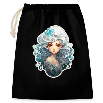 Kristall Magierin Mit Weißem Haar RPG Shirt - Geschenkbeutel aus Baumwolle (40 x 50 cm) - Schwarz - Vorne