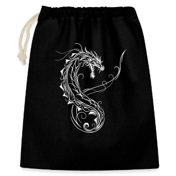 Drache Fantasy Feuerdrache - Geschenkbeutel aus Baumwolle (40 x 50 cm) - Schwarz - Vorne