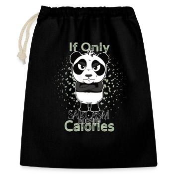 Sarcasm burned calories funny panda - Geschenkbeutel aus Baumwolle (40 x 50 cm) - Schwarz - Vorne