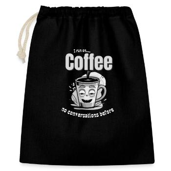 Coffee Mood – No Conversations Before Coffee - Geschenkbeutel aus Baumwolle (40 x 50 cm) - Schwarz - Vorne