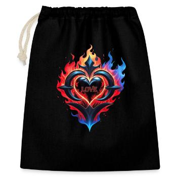 Un cœur enflammé, le feu de l’amour. - Sac cadeau 40 x 50 cm - noir - Devant