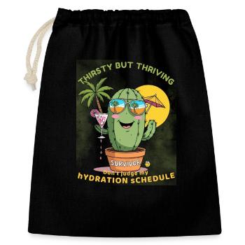 Sommerkaktus – Durstig, aber voller Leben - Geschenkbeutel aus Baumwolle (40 x 50 cm) - Schwarz - Vorne