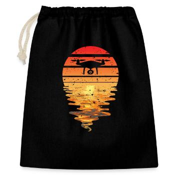Drone Sunset Rétro - Sac cadeau 40 x 50 cm - noir - Devant