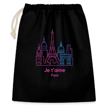Neon Paris Skyline Je t'aime - Gift Bag 40 x 50 cm - black - Front