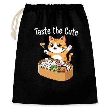 Katzen Sushi Snack: Süß & Verspielt - Geschenkbeutel aus Baumwolle (40 x 50 cm) - Schwarz - Vorne
