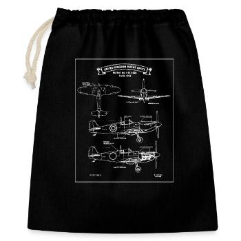Avions anciens Spitfire Aviation Blueprint - Sac cadeau 40 x 50 cm - noir - Devant