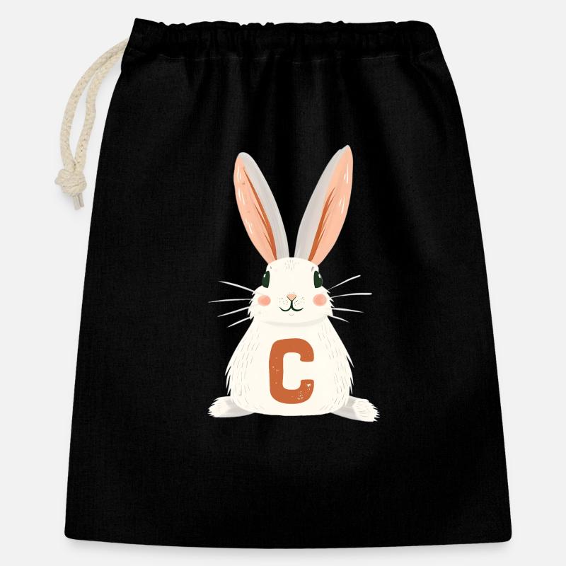 C -Letter - Bunny - Personalizable - Gift Bag 40 x 50 cm - black