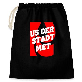 Us der Stadt met K - Geschenkbeutel aus Baumwolle (40 x 50 cm) - Schwarz - Vorne