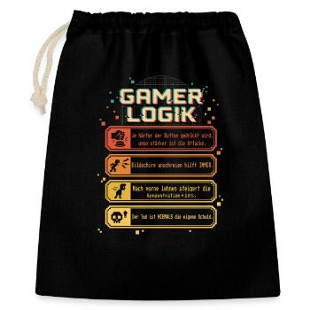 Gamer Logic Funny Gaming Design Retro Pixel - Gift Bag 40 x 50 cm - black - Front