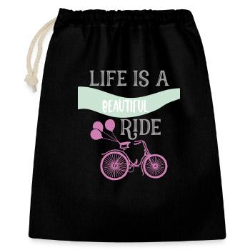 La vie est un magnifique graphique de vélo de sortie - Sac cadeau 40 x 50 cm - noir - Devant