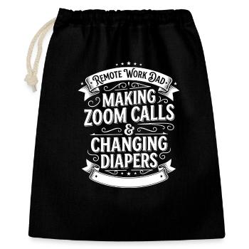 Père au bureau à domicile : appels Zoom et couches - Sac cadeau 40 x 50 cm - noir - Devant