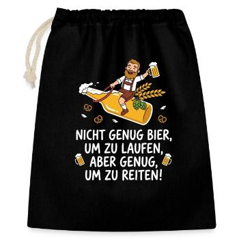 Bier reiten Spruch lustig - Geschenkbeutel aus Baumwolle (40 x 50 cm) - Schwarz - Vorne