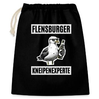 Flensburger Kneipen Experte - Geschenkbeutel aus Baumwolle (40 x 50 cm) - Schwarz - Vorne