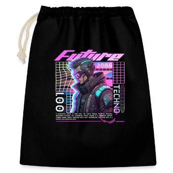 Neon Cyberpunk Fahrradfahrer - Geschenkbeutel aus Baumwolle (40 x 50 cm) - Schwarz - Vorne