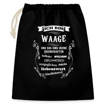WAAGE - STERNZEICHEN - Geschenkbeutel aus Baumwolle (40 x 50 cm) - Schwarz - Vorne