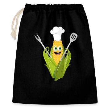 funny cartoon corncob with chef hat - Gift Bag 40 x 50 cm - black - Front
